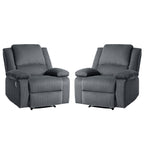 2 Set Corduroy Manual Recliner Glider Club Chair with Footrest