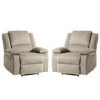 2 Set Corduroy Manual Recliner Glider Club Chair with Footrest