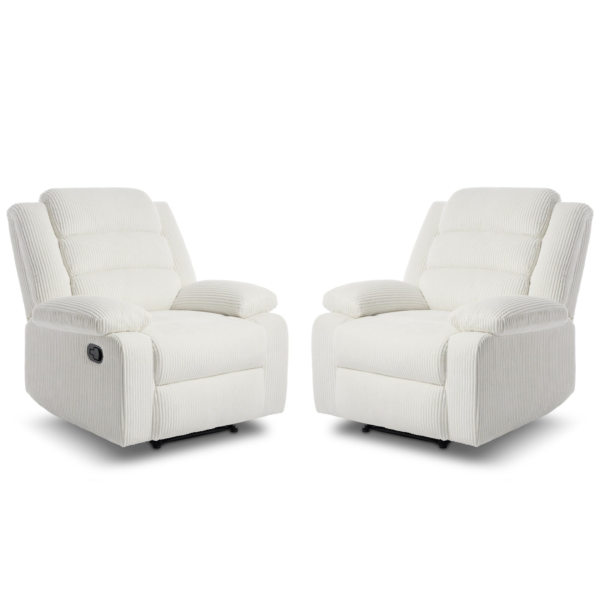 2 Set Modern Corduroy Manual Recliner Chair, Oversize Accent Chair Recliner with Wide Armrest