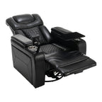 270 Degree Swivel PU Leather Power Recliner Individual Seat Home Theater Recliner with Comforable Backrest, Tray Table