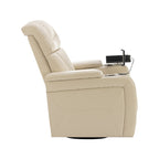 270 Degree Swivel PU Leather Power Recliner Individual Seat Home Theater Recliner with Comforable Backrest, Tray Table
