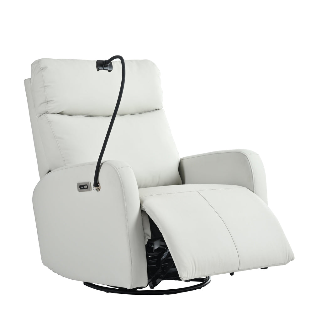 270Â° Swivel Rocking Recliner with USB Ports, Electric Recline, and Overstuffed Comfort for Ultimate Relaxation