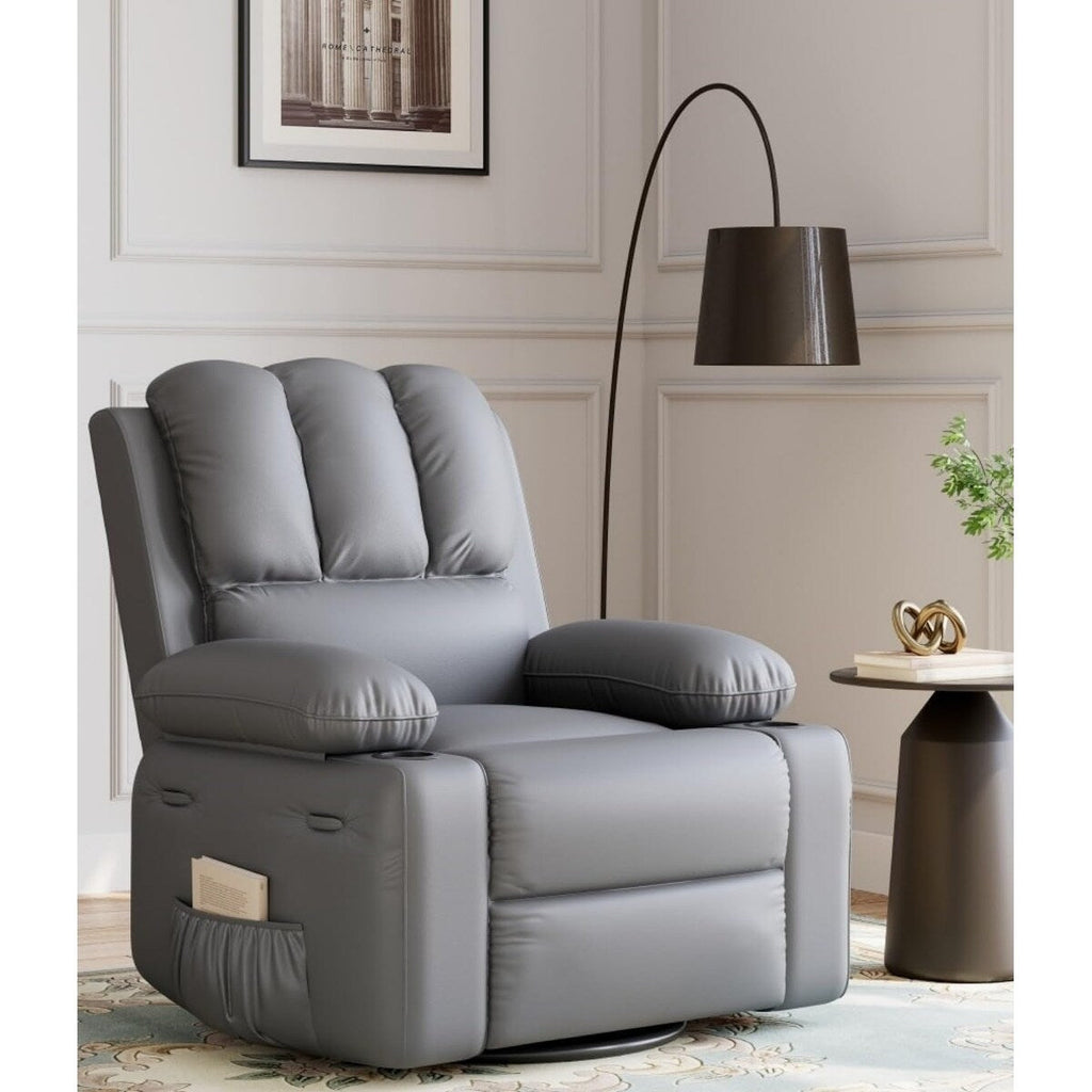 27'' Oversized360° Swivel Recliner Chairs with Heat and Massage