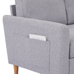28.35'' Adjustable Fabric 3-Seater Sleeper Sofa with Pull-Out Bed, Chaise, and Armrest Storage Pockets
