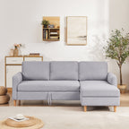28.35'' Fabric Adjustable 3 Seater Sleeper Sofa, with Chaise, Pull-Out Bed and Armrest Pockets for Small Space