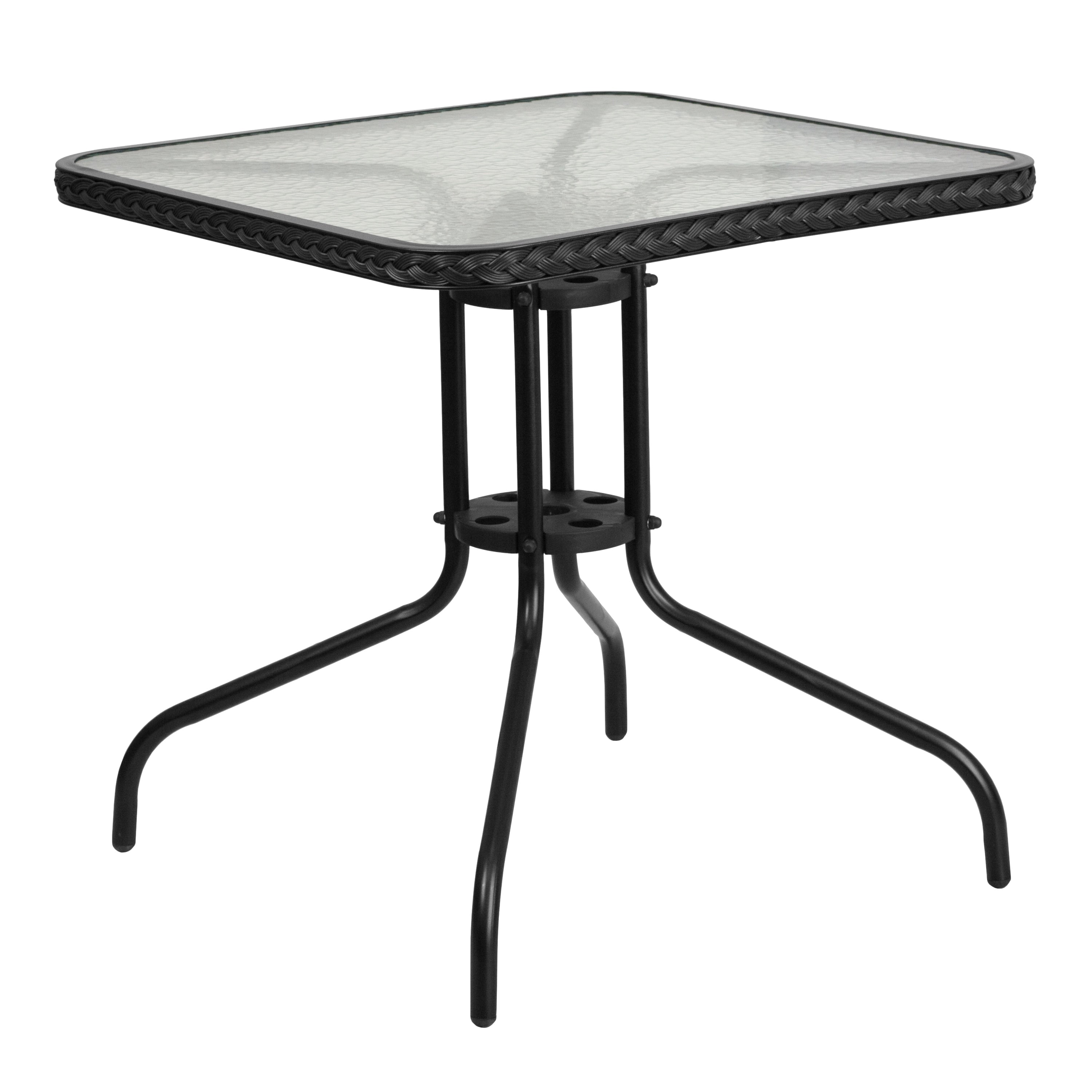 3-piece Metal/ Rattan Patio Dining Set with 28-inch Square Table - 28W x 28D x 28H
