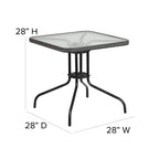 3-piece Metal/ Rattan Patio Dining Set with 28-inch Square Table - 28W x 28D x 28H