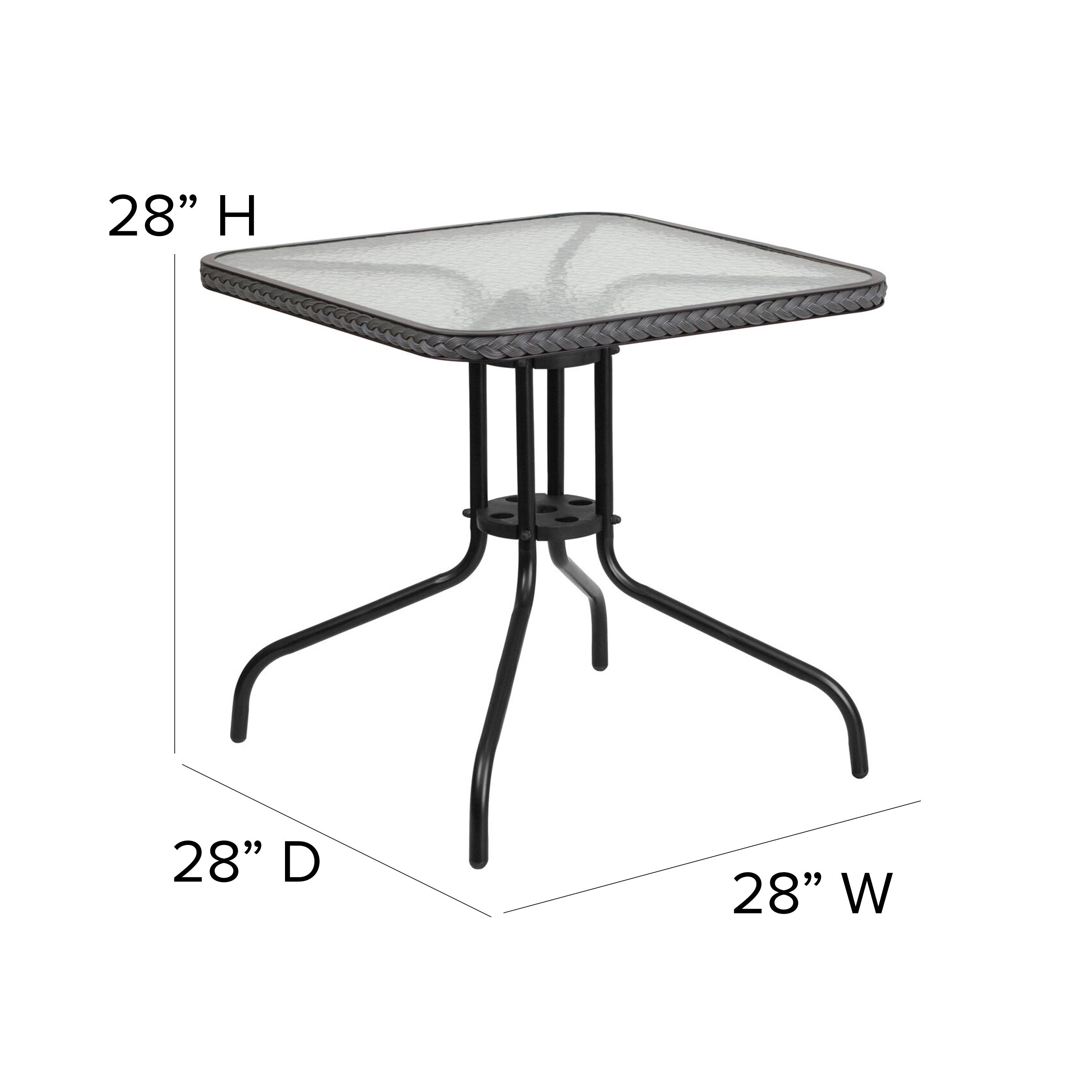 3-piece Metal/ Rattan Patio Dining Set with 28-inch Square Table - 28W x 28D x 28H
