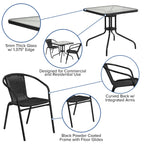 3-piece Metal/ Rattan Patio Dining Set with 28-inch Square Table - 28W x 28D x 28H