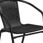 3-piece Metal/ Rattan Patio Dining Set with 28-inch Square Table - 28W x 28D x 28H