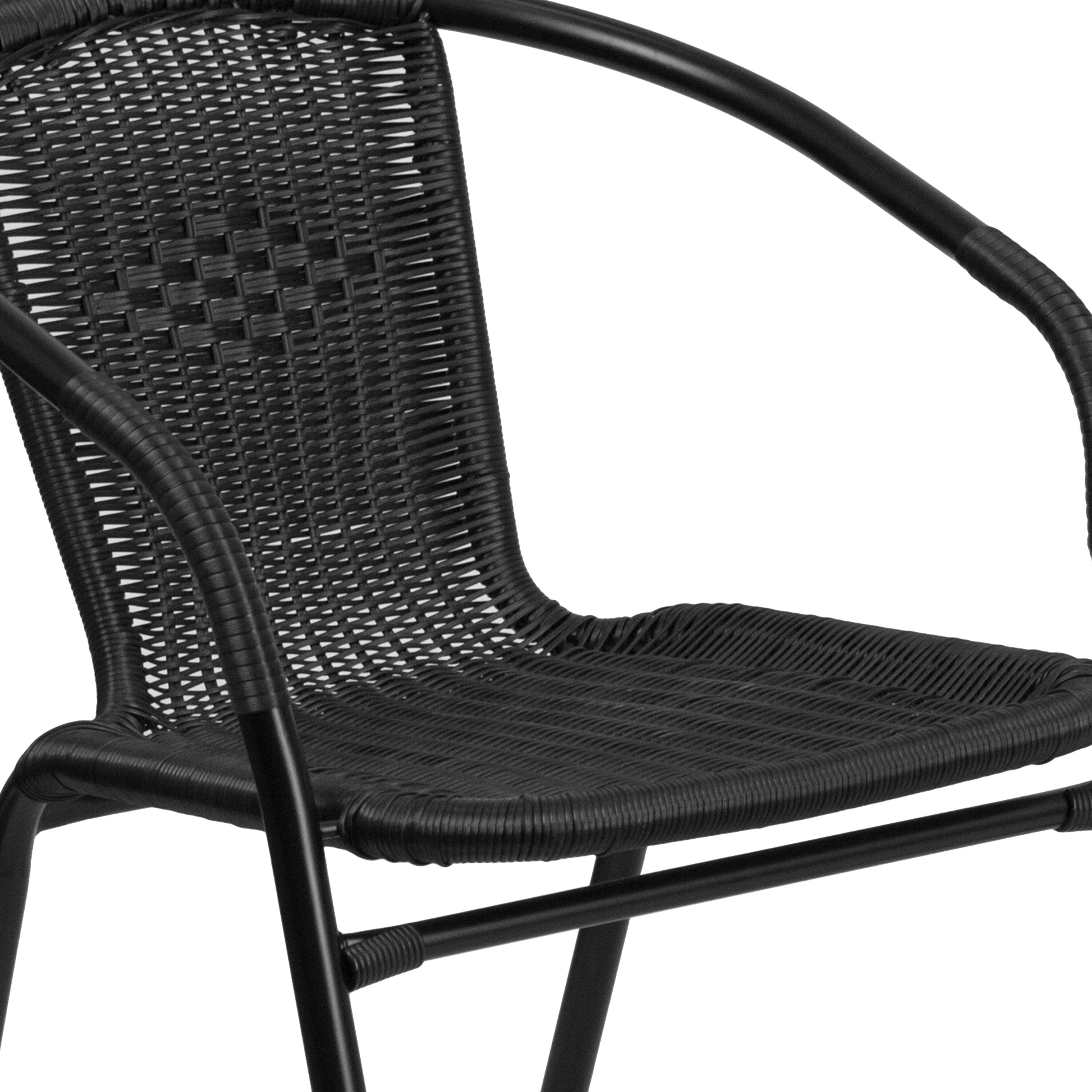 3-piece Metal/ Rattan Patio Dining Set with 28-inch Square Table - 28W x 28D x 28H