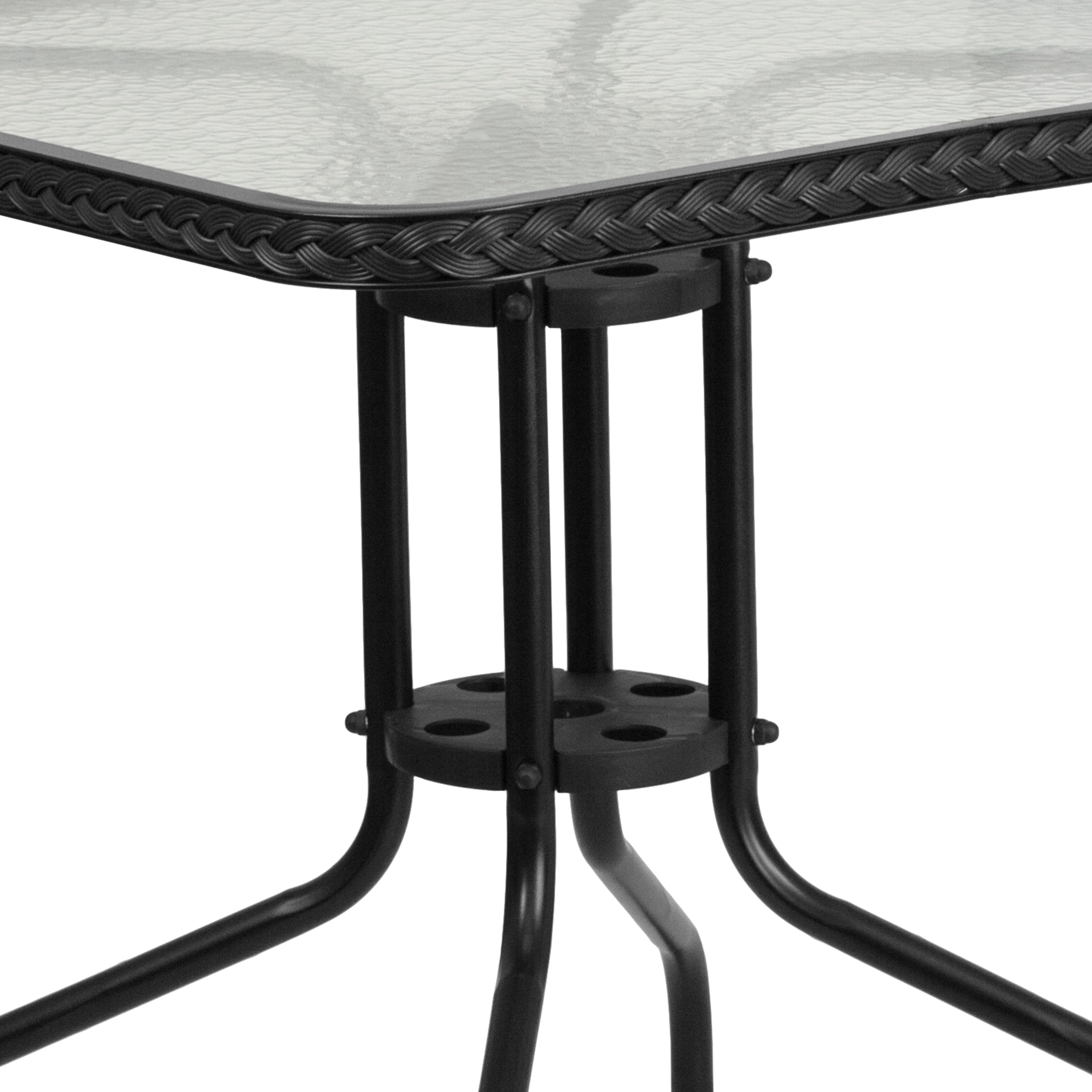 3-piece Metal/ Rattan Patio Dining Set with 28-inch Square Table - 28W x 28D x 28H