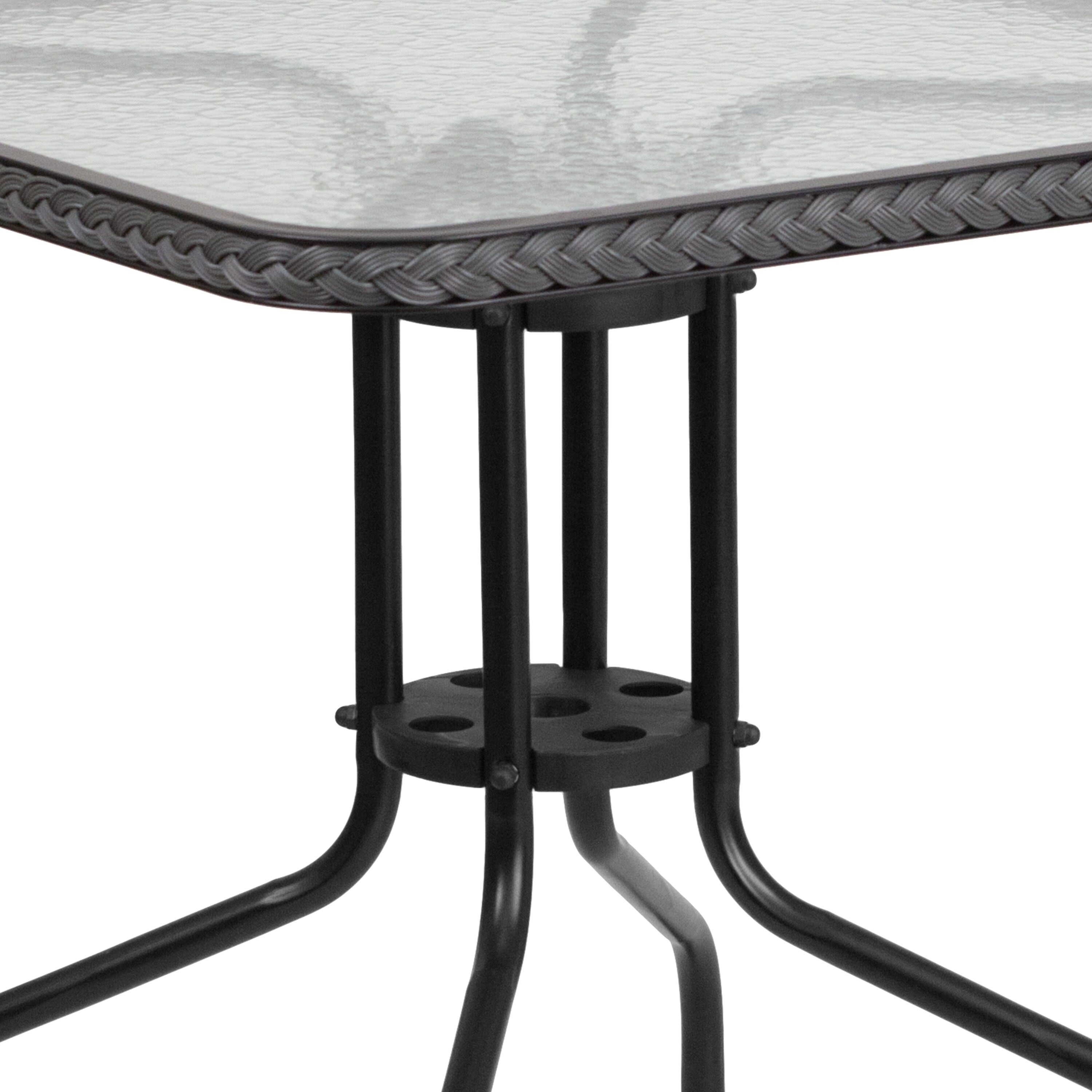3-piece Metal/ Rattan Patio Dining Set with 28-inch Square Table - 28W x 28D x 28H