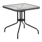 3-piece Metal/ Rattan Patio Dining Set with 28-inch Square Table - 28W x 28D x 28H