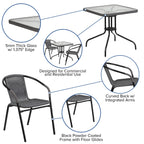 3-piece Metal/ Rattan Patio Dining Set with 28-inch Square Table - 28W x 28D x 28H
