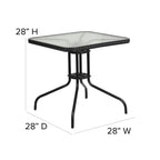 3-piece Metal/ Rattan Patio Dining Set with 28-inch Square Table - 28W x 28D x 28H