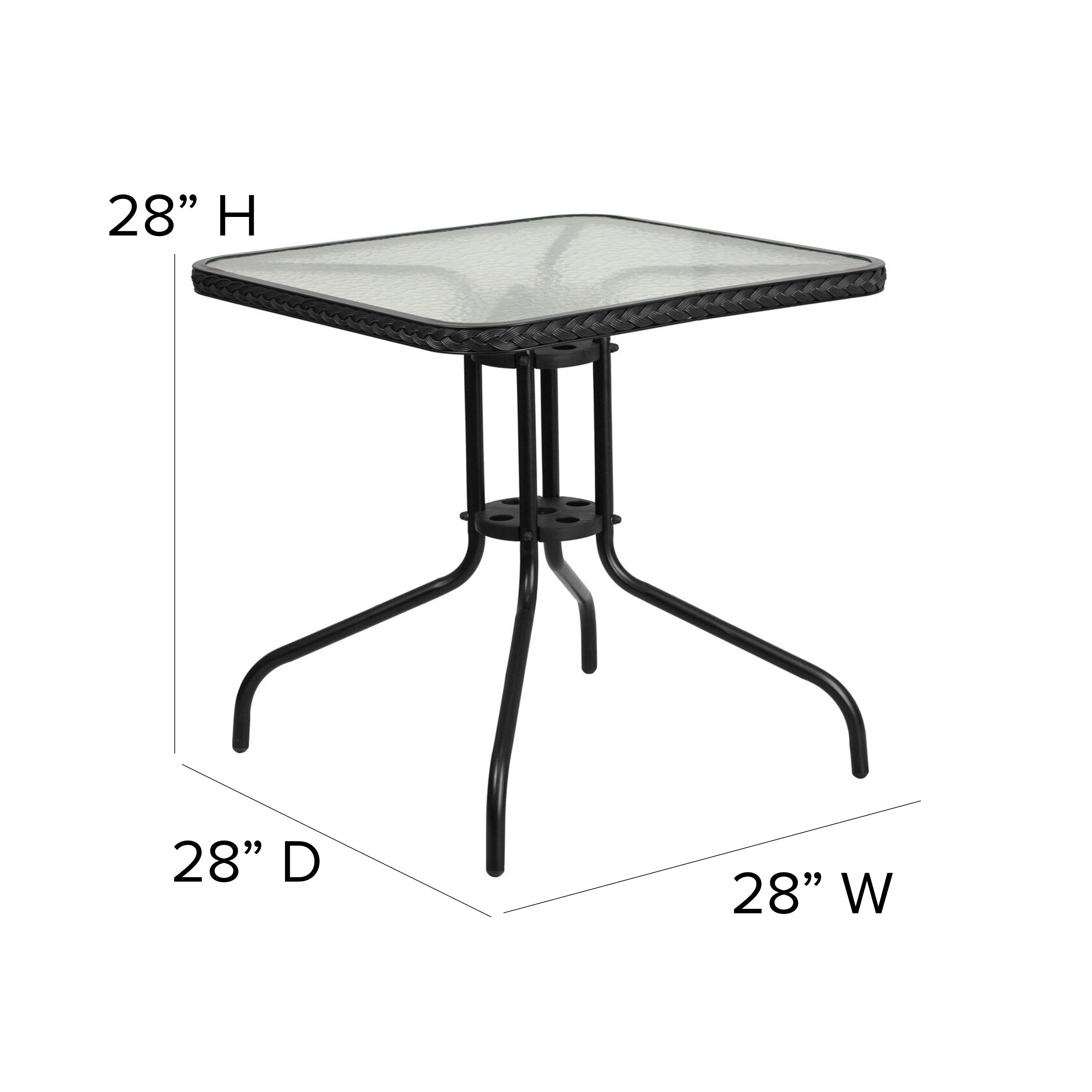 3-piece Metal/ Rattan Patio Dining Set with 28-inch Square Table - 28W x 28D x 28H