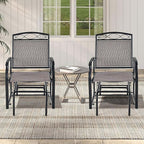 2PCS Patio Glider Set Single Rocking Chair Heavy-Duty Metal Frame