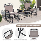 2PCS Patio Glider Set Single Rocking Chair Heavy-Duty Metal Frame