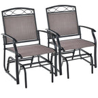 2PCS Patio Glider Set Single Rocking Chair Heavy-Duty Metal Frame