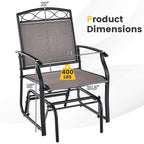 2PCS Patio Glider Set Single Rocking Chair Heavy-Duty Metal Frame