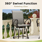 3/5-Piece Patio Bar Stool Set Wood-look Table & Grey Textilene Sling Fabric Swivel Bar Stools