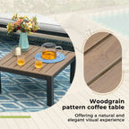 10-Seat Patio Sectional sofa set, E-coating Steel frame Conversation Sets with Built-in Side Table , Grey Cushion