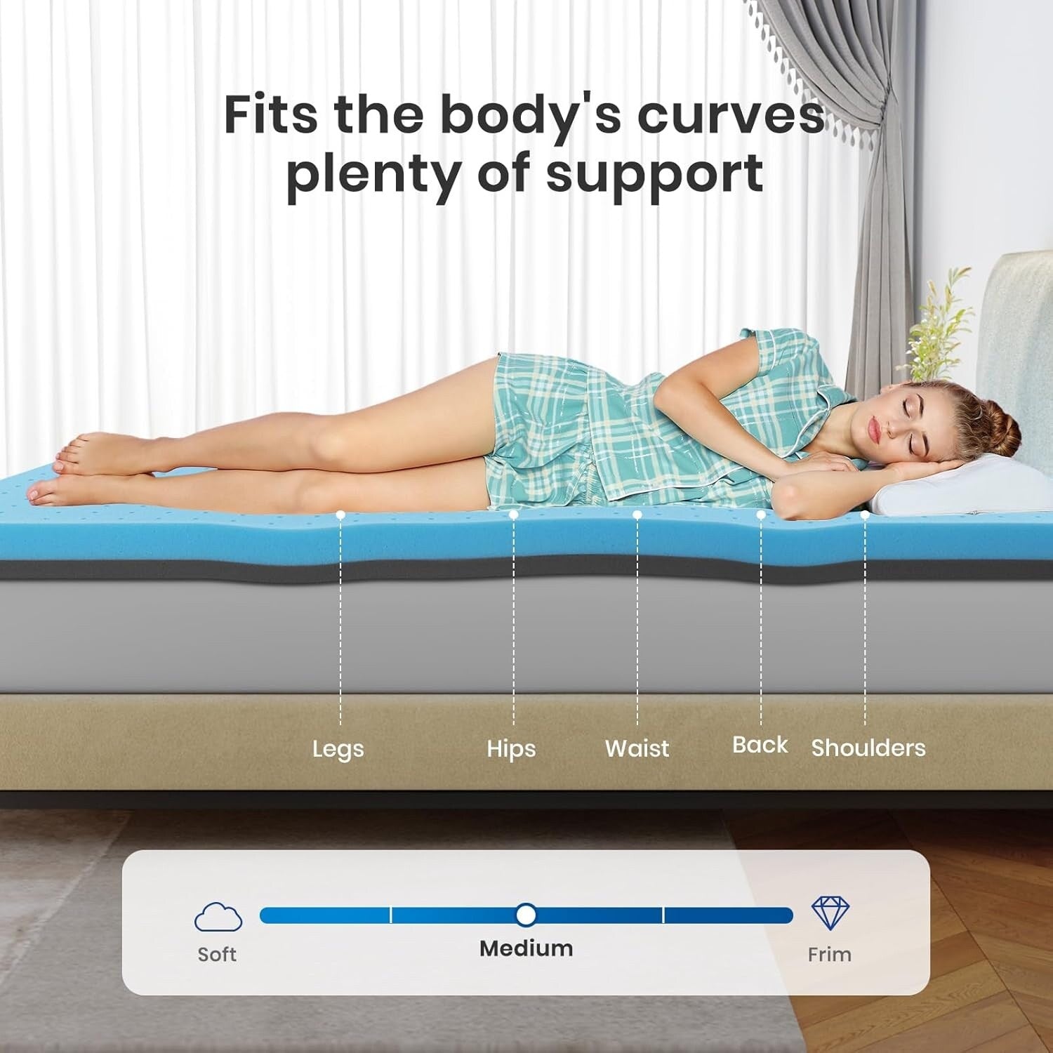 3 Inch Full Gel Memory Foam Topper Cooling Pressure Relief Back Pain CertiPUR