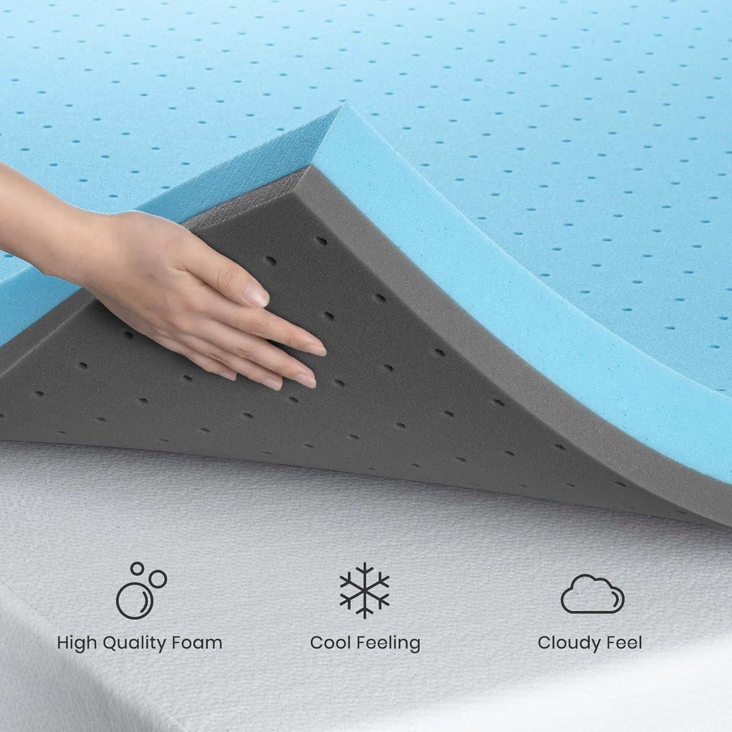 3 Inch King Gel Memory Foam Topper Cooling Pressure Relief Back Pain CertiPUR