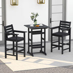 3 PCS Patio HDPE Bistro Set Counter Height Bar Stools W/ Table Set