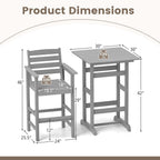 3 PCS Patio HDPE Bistro Set Counter Height Bar Stools W/ Table Set