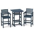 3 PCS Patio HDPE Bistro Set Counter Height Bar Stools W/ Table Set