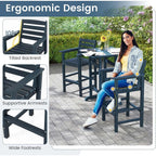 3 PCS Patio HDPE Bistro Set Counter Height Bar Stools W/ Table Set