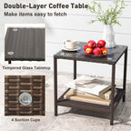 3 PCS Patio Rocking Set Wicker Rocking Chairs with 2-Tier Coffee Table