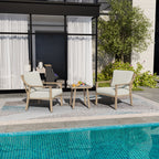 3-Piece Aluminum Patio Conversation Set with End Table and Cushions