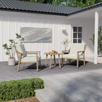3-Piece Aluminum Patio Conversation Set with End Table and Cushions