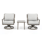3-Piece Aluminum Patio Conversation Set with Swivel Chairs, End Table and Cushions