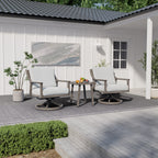 3-Piece Aluminum Patio Conversation Set with Swivel Chairs, End Table and Cushions