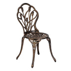 3-Piece Cast Aluminum Patio Bistro Set Outdoor Furniture Tulip Design Antique Copper Finish Rust-Resistant