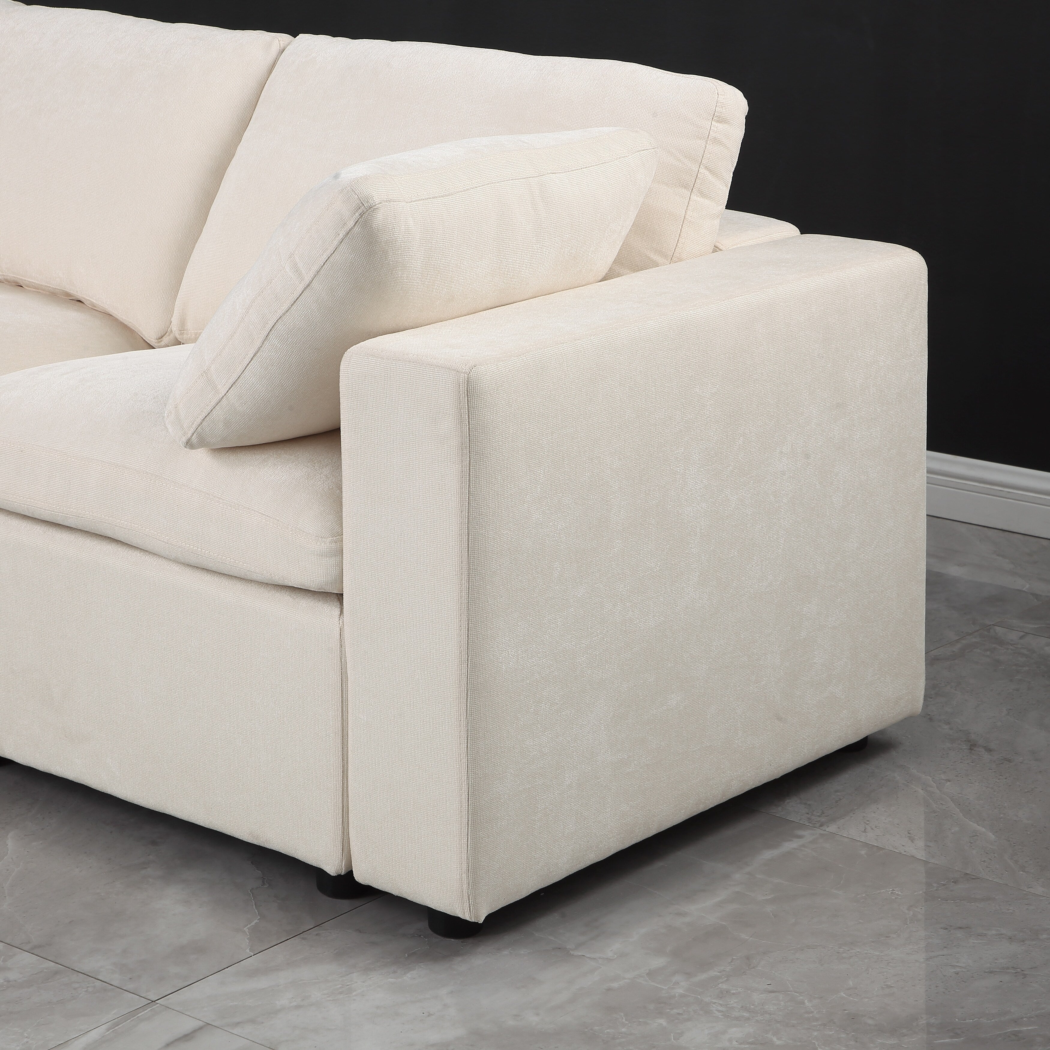 3-Piece Chenille Modular Sectional Sofa Set with Armless and Corner Chairs