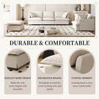 3 Piece Living Room Sofa Set,Modular L Shaped Chenille Sectional Couch,Upholstered 3 Seater Sofa & Armchair & Movable Ottoman