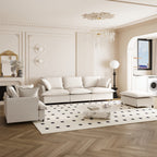 3 Piece Living Room Sofa Set,Modular L Shaped Chenille Sectional Couch,Upholstered 3 Seater Sofa & Armchair & Movable Ottoman