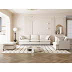 3 Piece Living Room Sofa Set,Modular L Shaped Chenille Sectional Couch,Upholstered 3 Seater Sofa & Armchair & Movable Ottoman