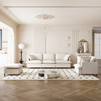 3 Piece Living Room Sofa Set,Modular L Shaped Chenille Sectional Couch,Upholstered 3 Seater Sofa & Armchair & Movable Ottoman