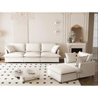 3 Piece Living Room Sofa Set,Modular L Shaped Chenille Sectional Couch,Upholstered 3 Seater Sofa & Armchair & Movable Ottoman