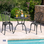 3-Piece Outdoor Bistro Set,Cast Aluminum Patio Set with Umbrella Hole