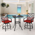 3-Piece Outdoor Patio Metal High Seating Swivel Bistro Set - 3-Pieces