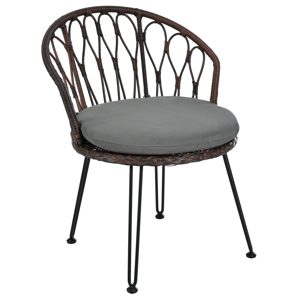 3-Piece Outdoor Patio Rattan Conversation Leisure Chairs Set with 2 Chair and Glass Coffee Table