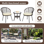 3-Piece Outdoor Patio Rattan Conversation Leisure Chairs Set with 2 Chair and Glass Coffee Table