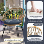 3-Piece Outdoor Patio Rattan Conversation Leisure Chairs Set with 2 Chair and Glass Coffee Table